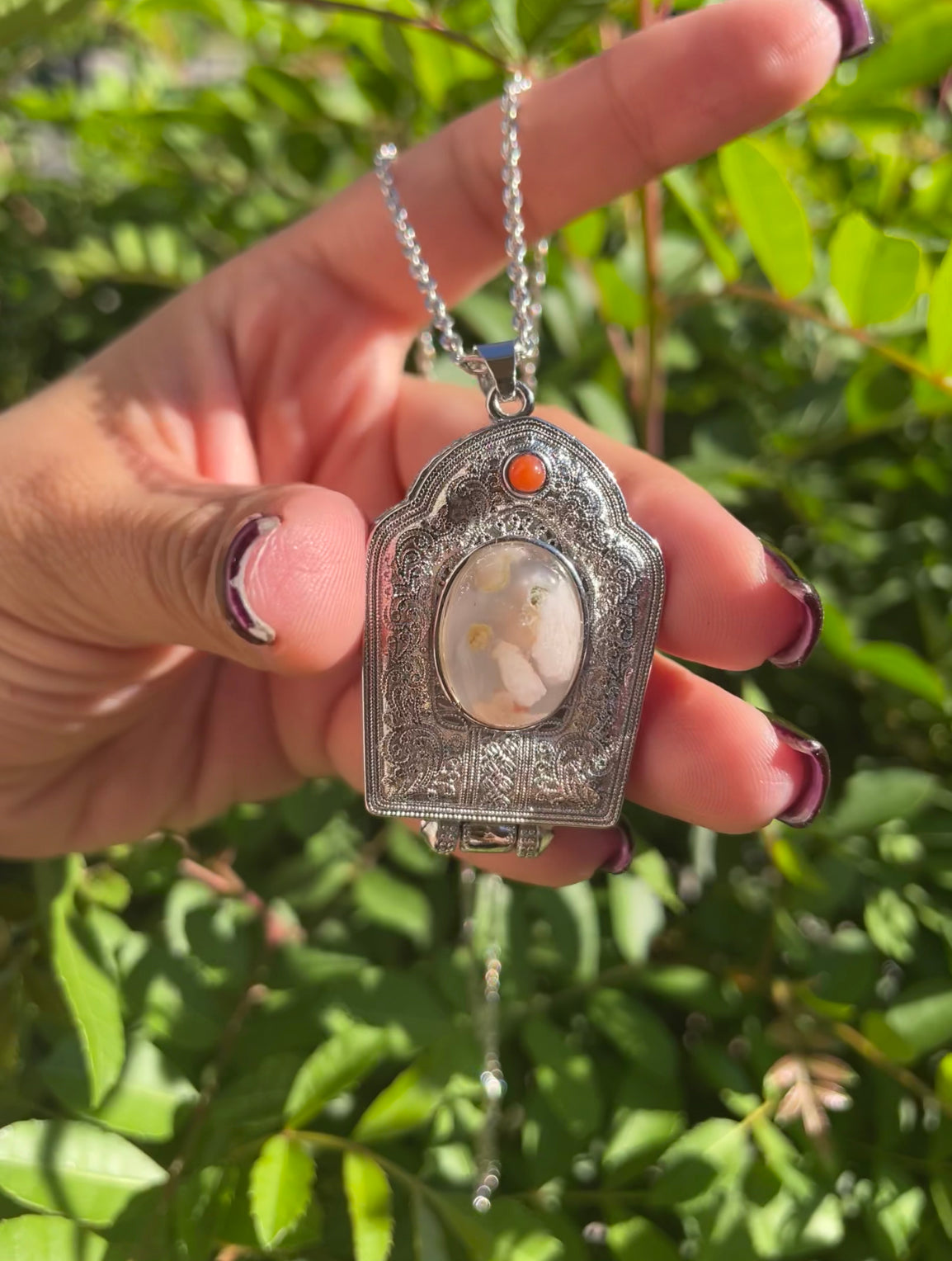 Crystal Villa 9.26.23 Flower Agate Locket
