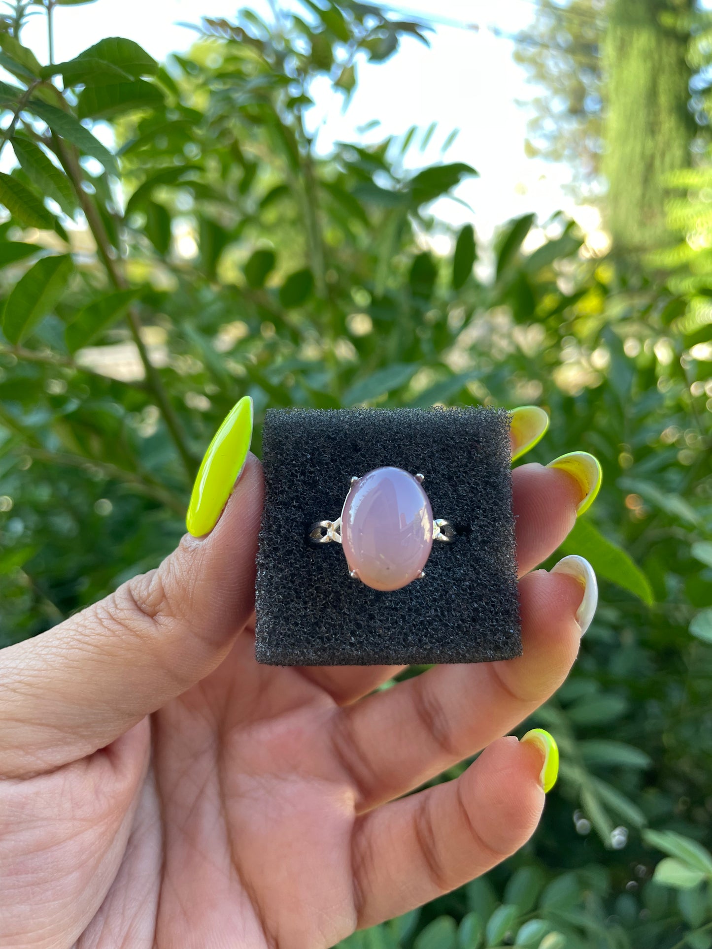 Rose Quartz Adjustable Silver Plated Ring