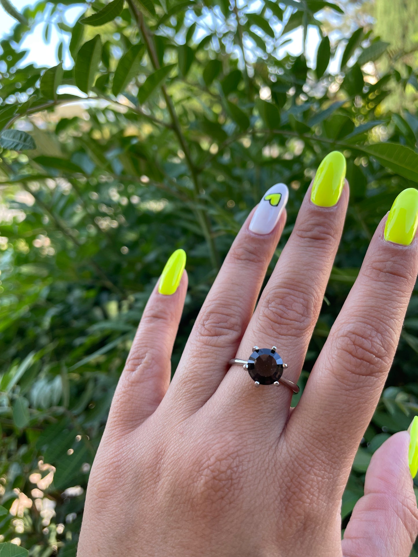 Smokey Quartz Adjustable Silver Plated Ring
