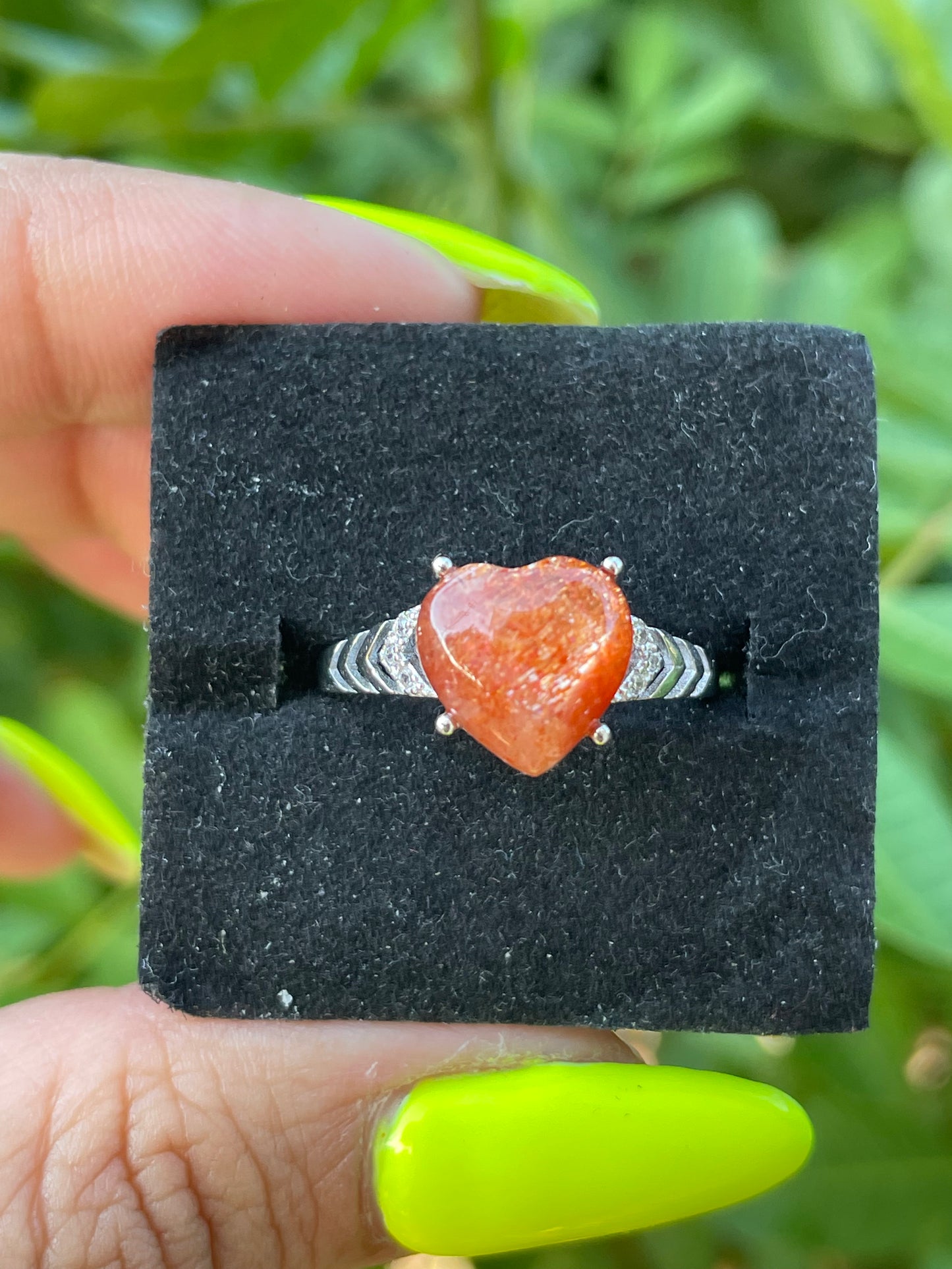 Sunstone Heart .925 Sterling Silver Ring