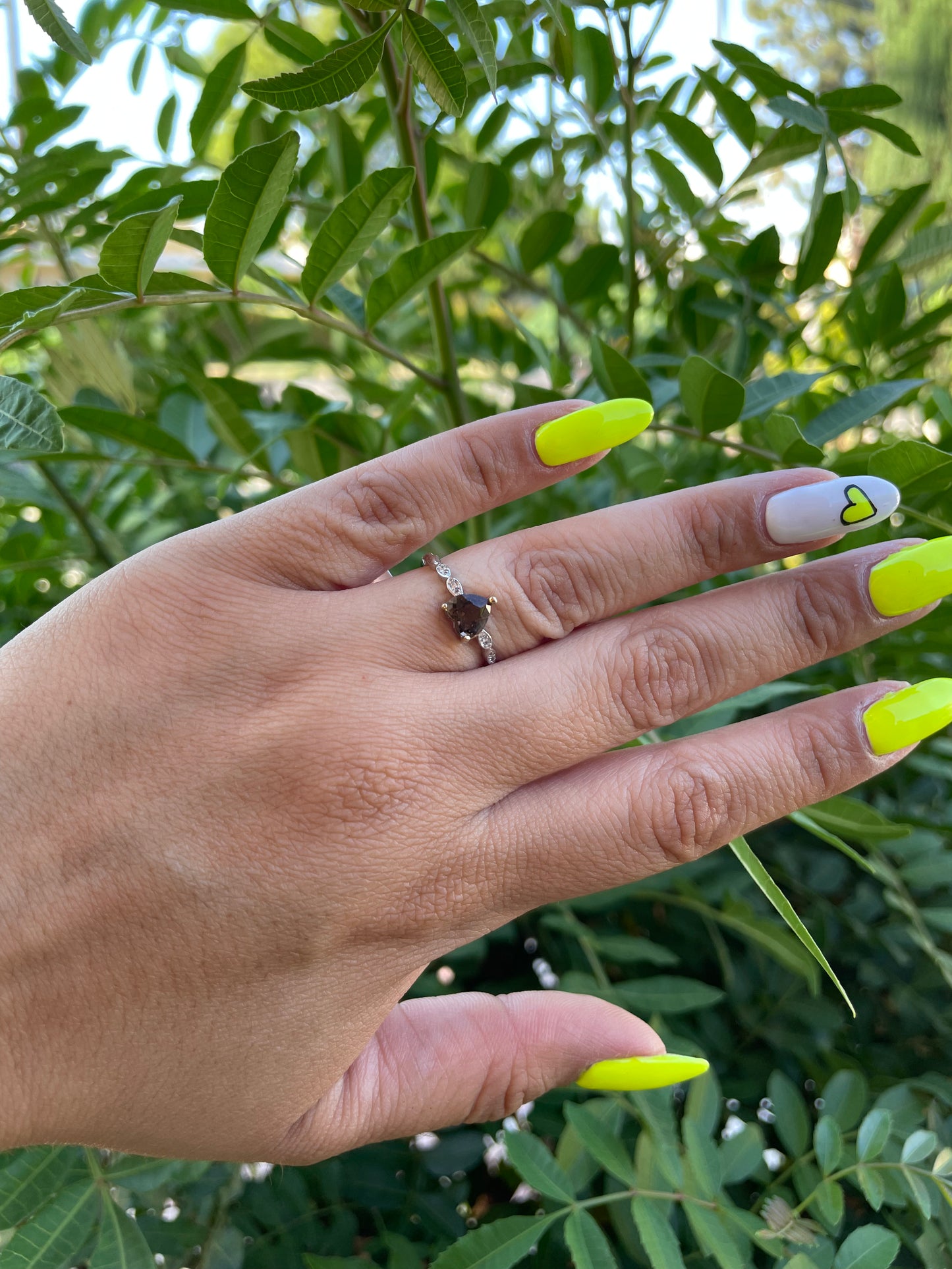 Smokey Quartz Heart Sterling Silver.925 Ring