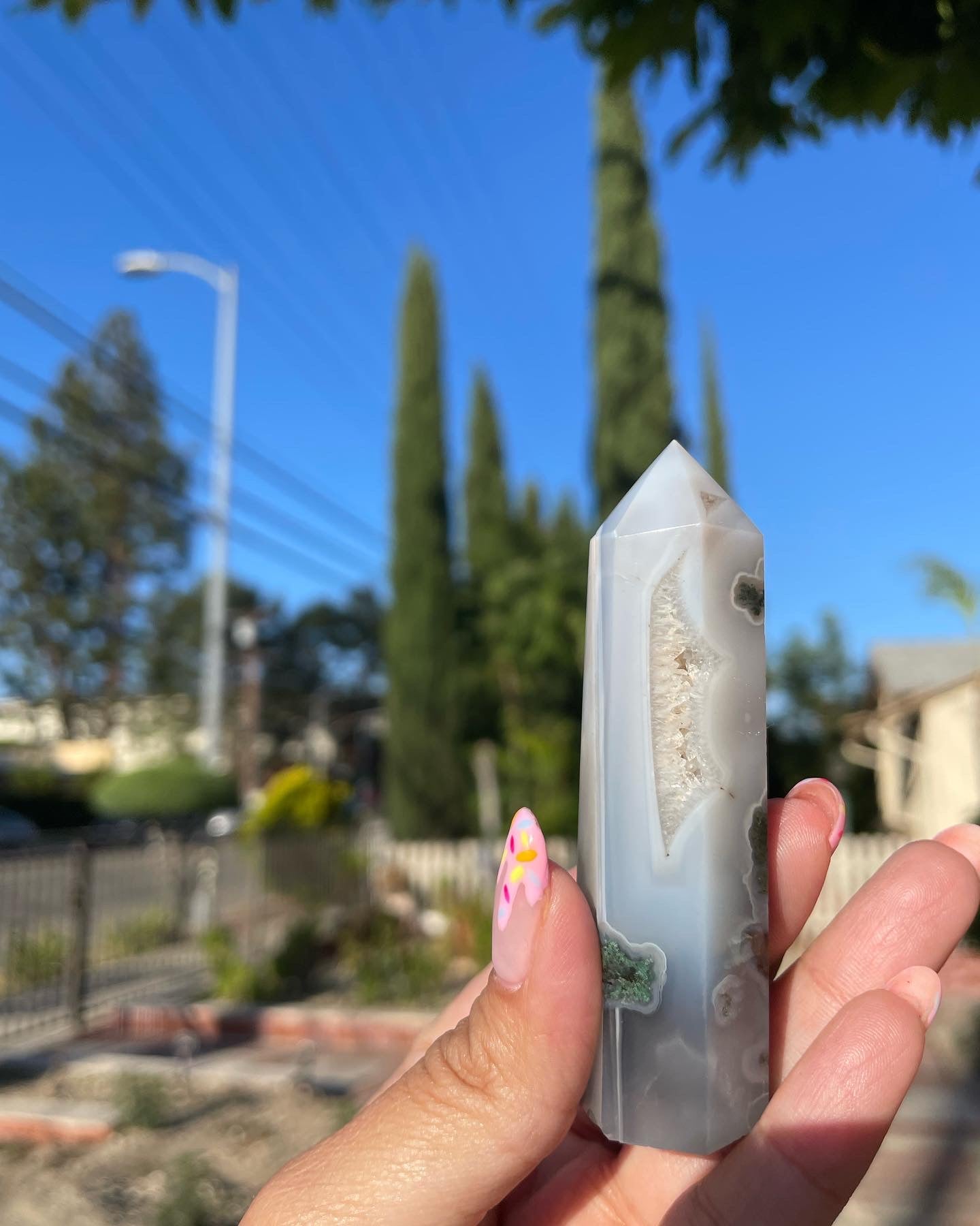 Moss Agate Druzy Tower