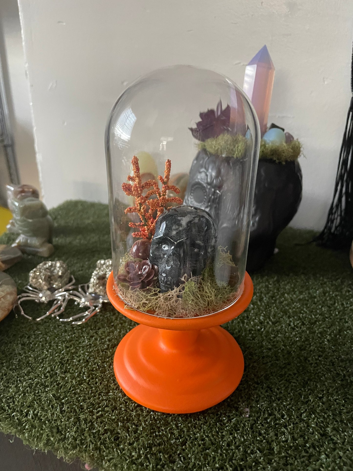 Moss Agate Skull dome