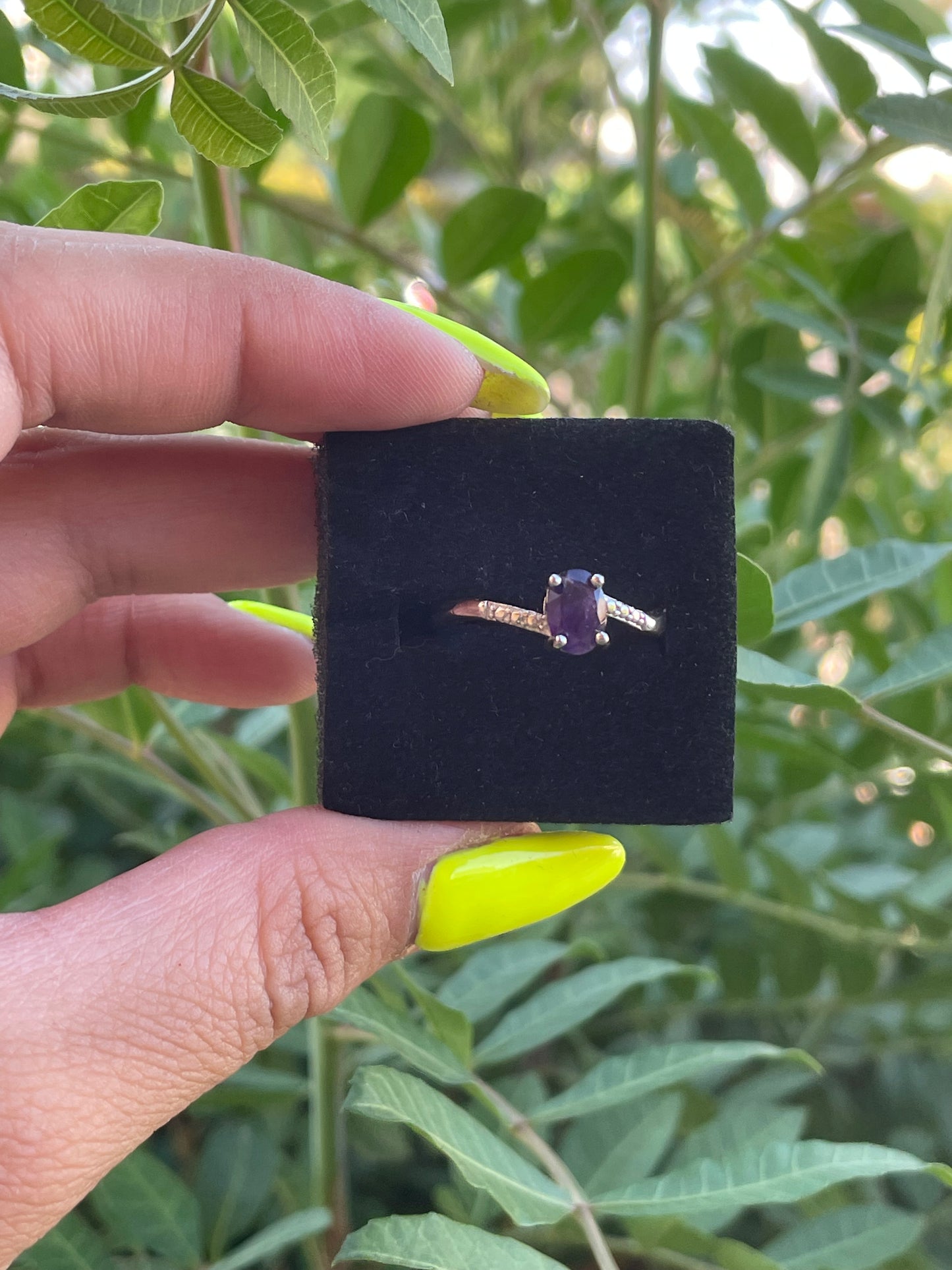 Amethyst Silver Plated Adjustable Ring
