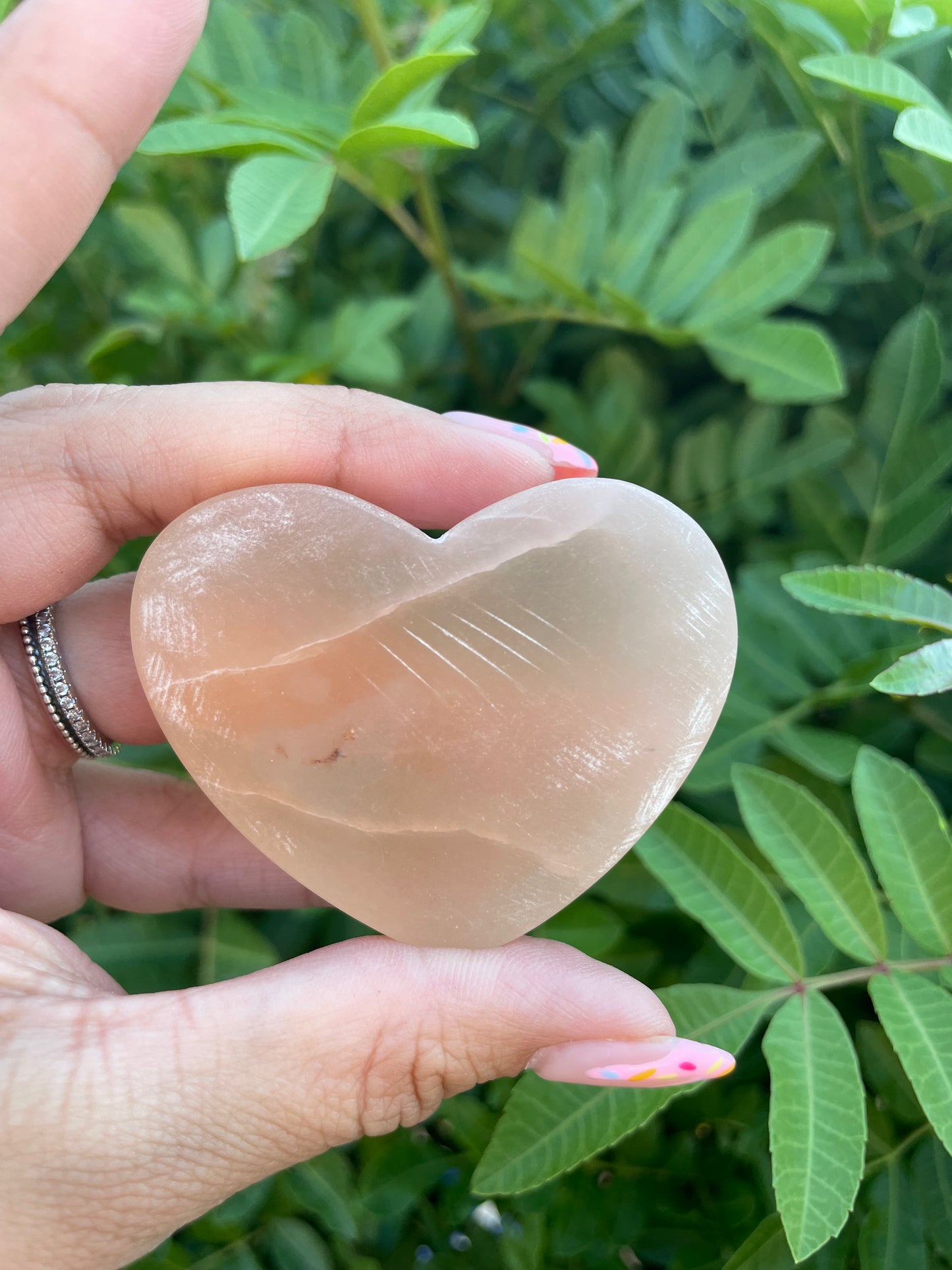 Orange Selenite Heart Carving