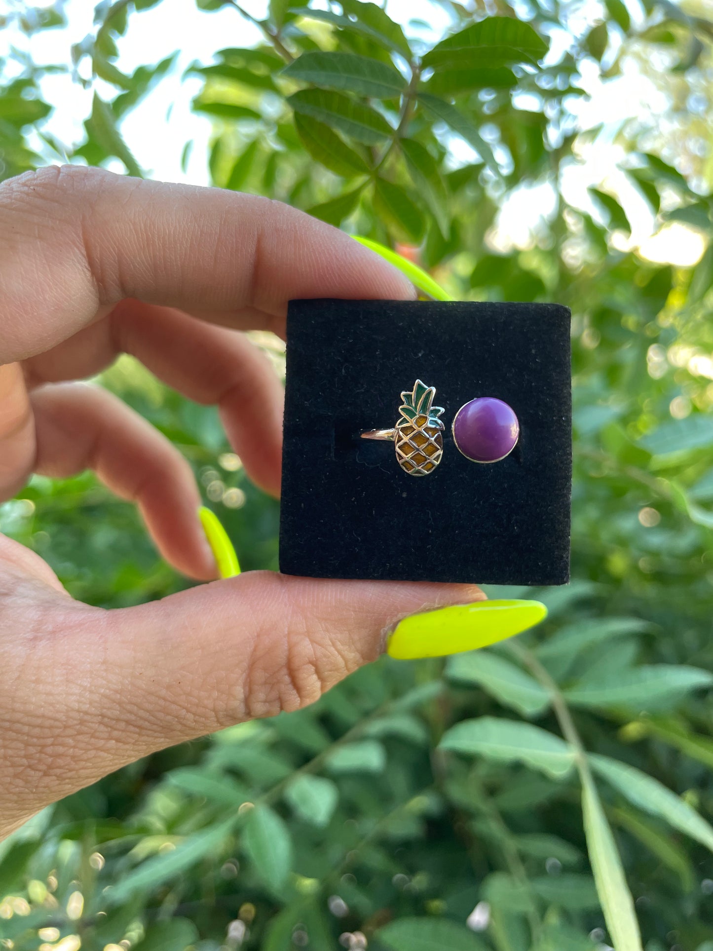 Lepidolite with Pineapple Adjustable Silver Plated Ring