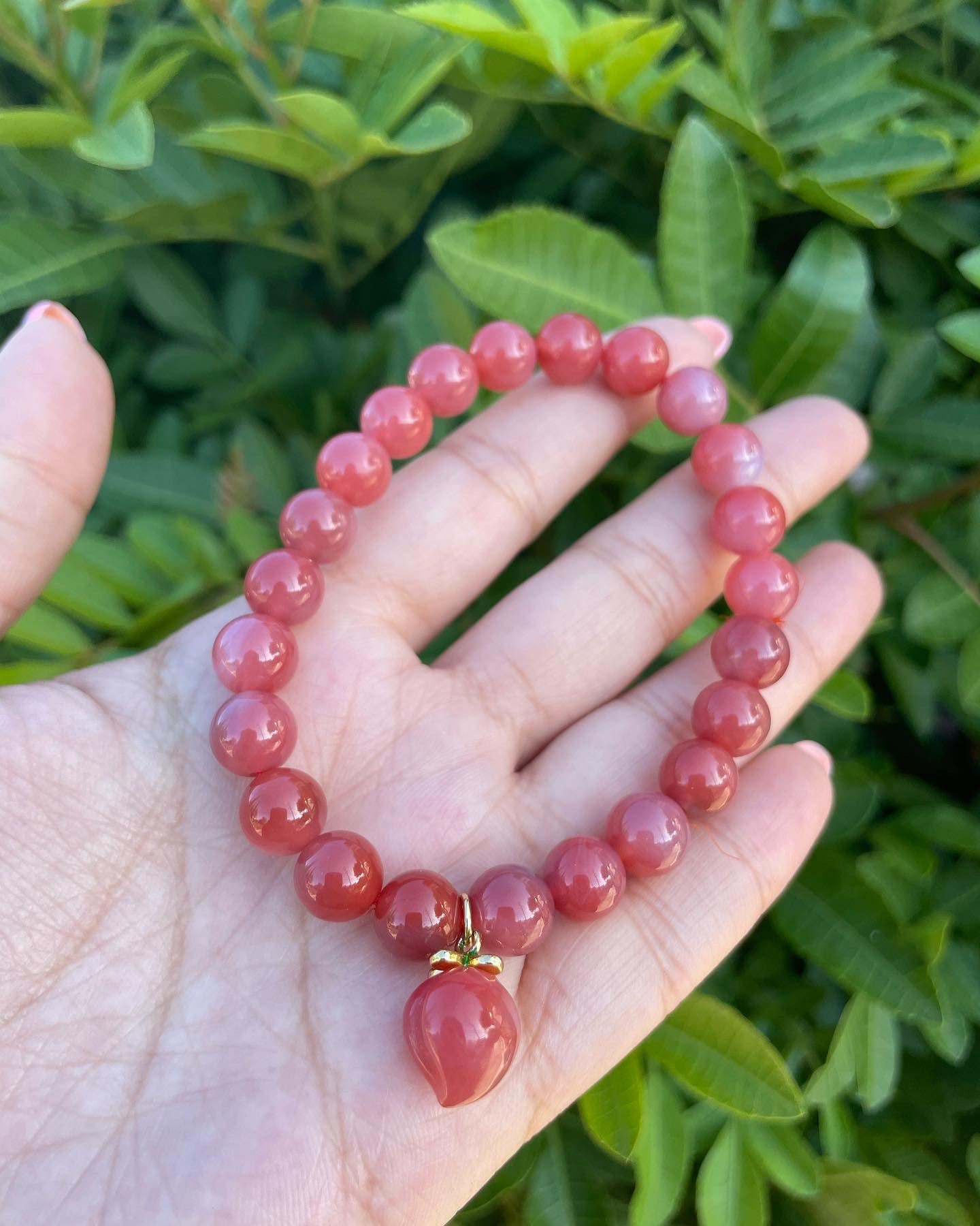 Yanyuan Agate with Peach Yanyuan Agate Pendant Bracelet