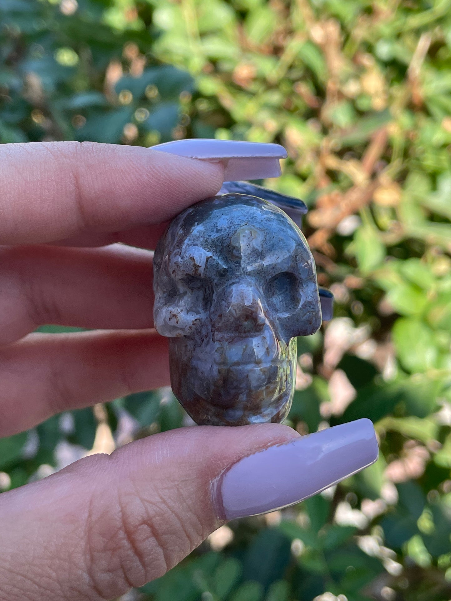 Moss Agate Skull