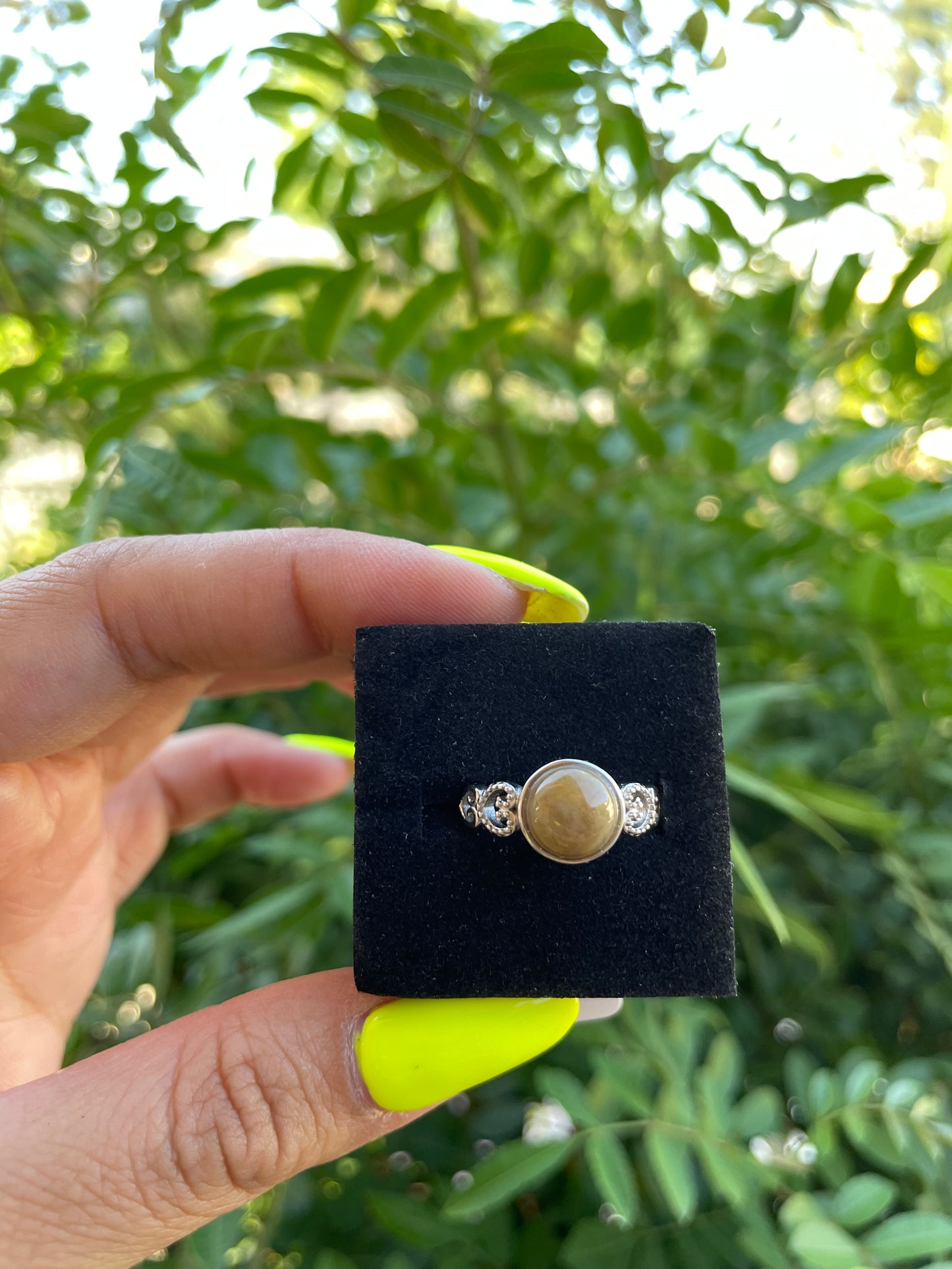 Ocean Jasper Adjustable Silver Plated Ring