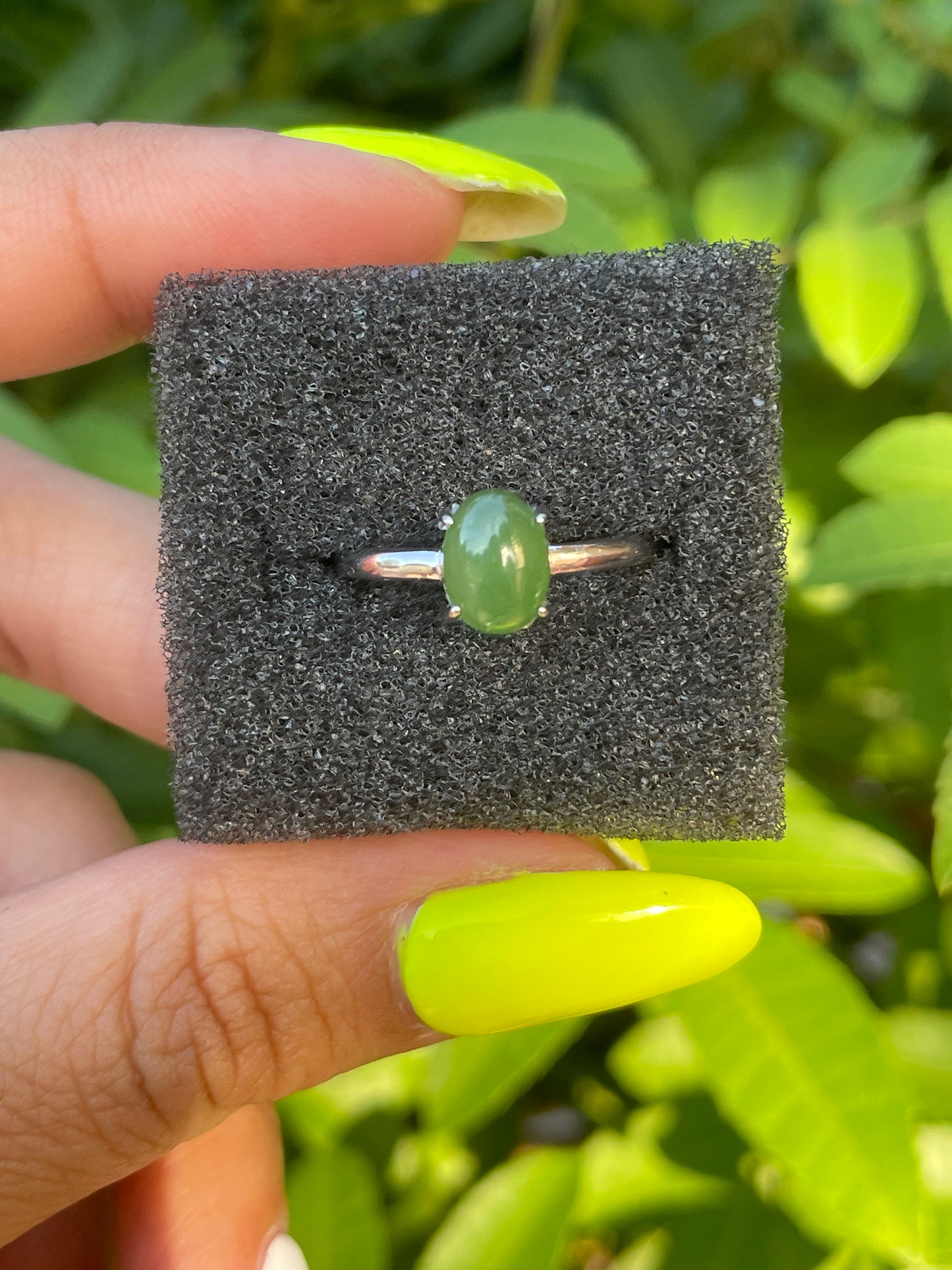 Green Jade .925 Sterling Silver Ring
