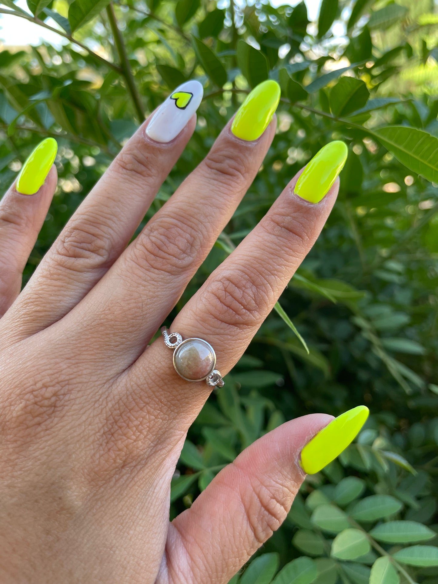 Ocean Jasper Adjustable Silver Plated Ring