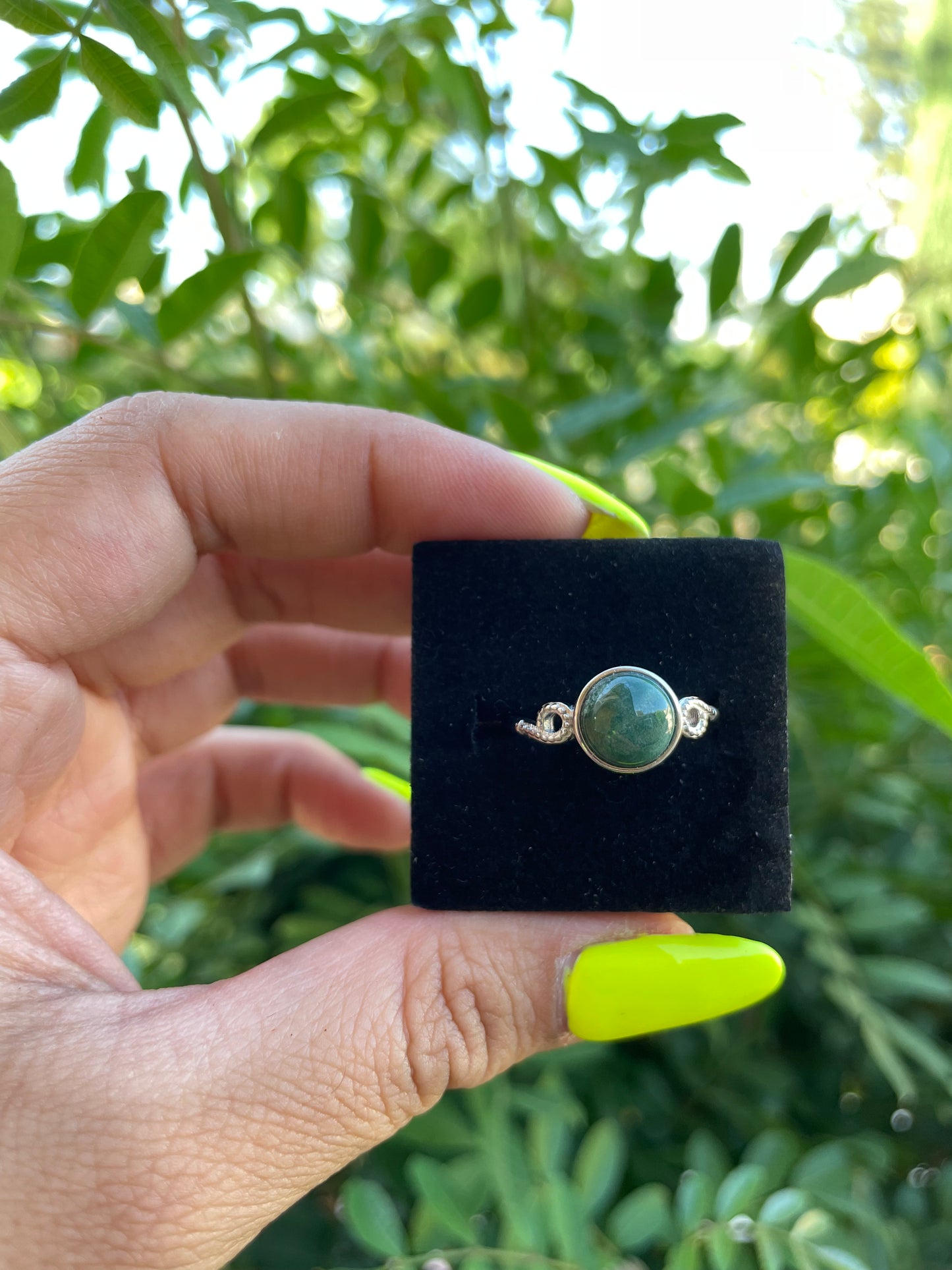 Ocean Jasper Adjustable Silver Plated Ring