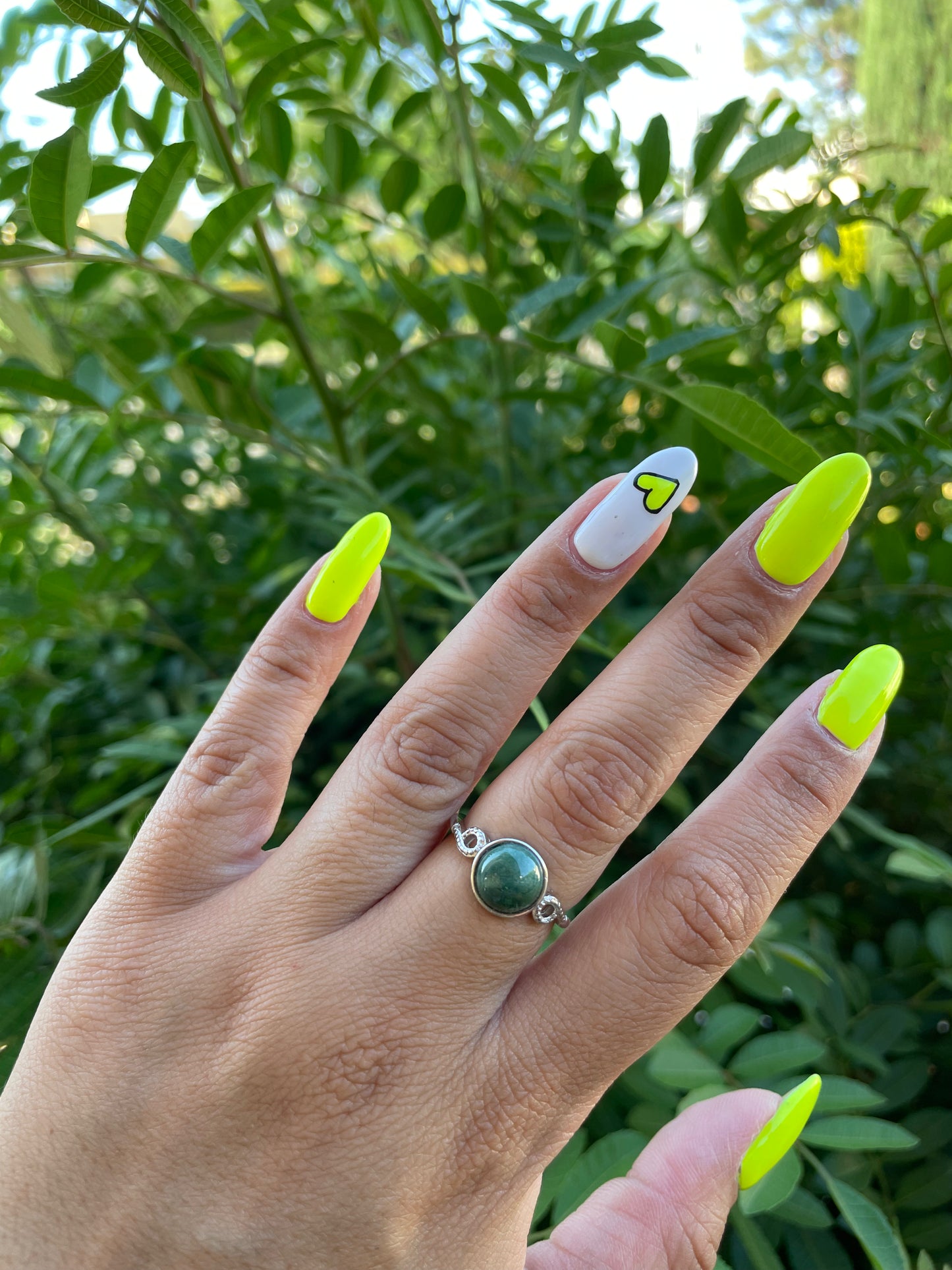 Ocean Jasper Adjustable Silver Plated Ring