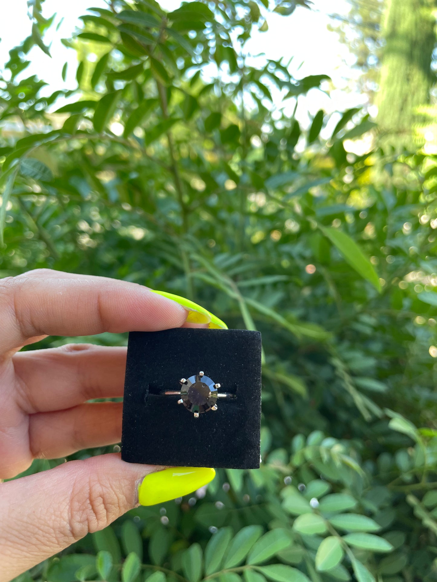 Smokey Quartz Adjustable Silver Plated Ring