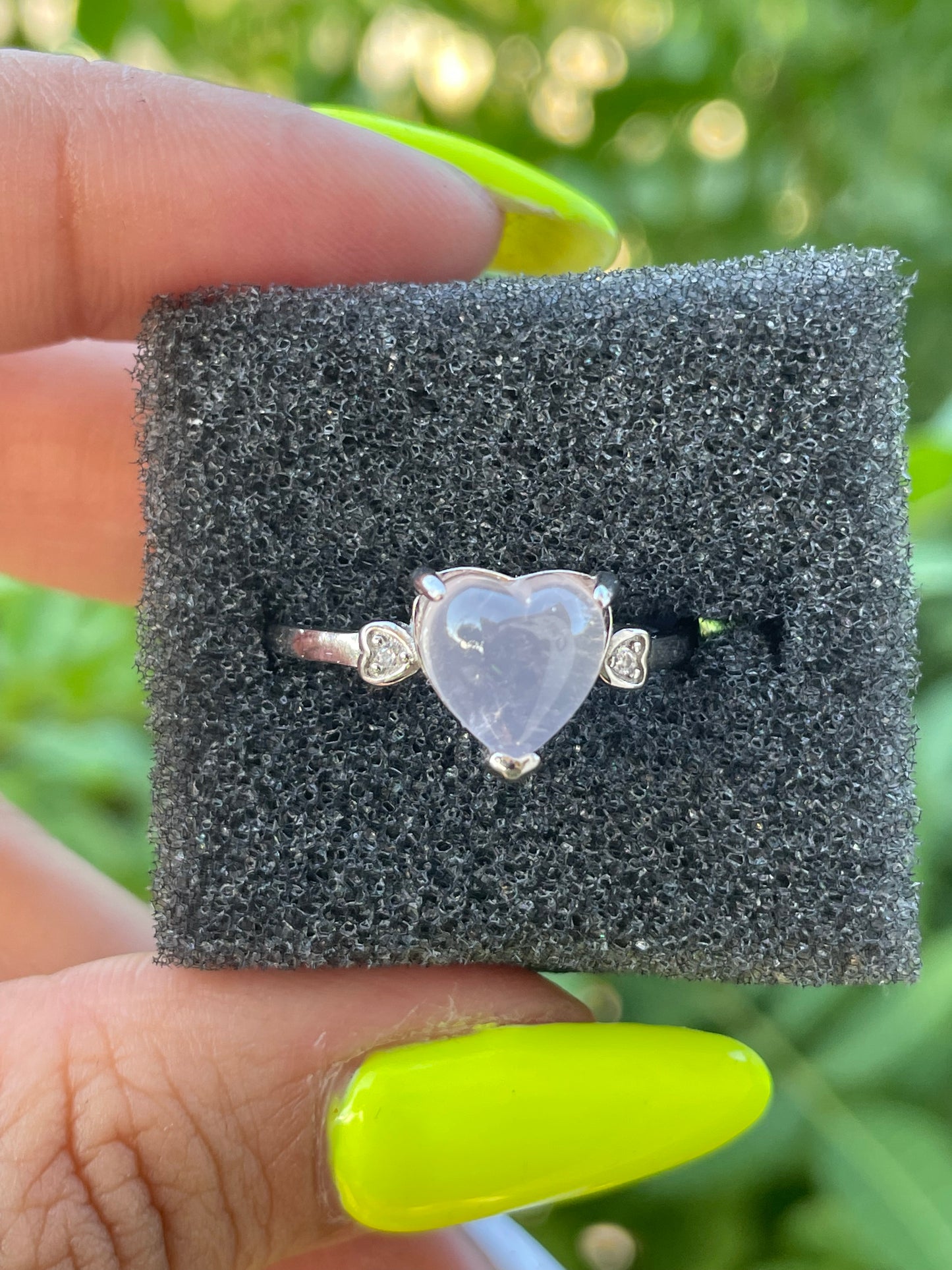 Rose Quartz Heart .925 Sterling Silver Ring