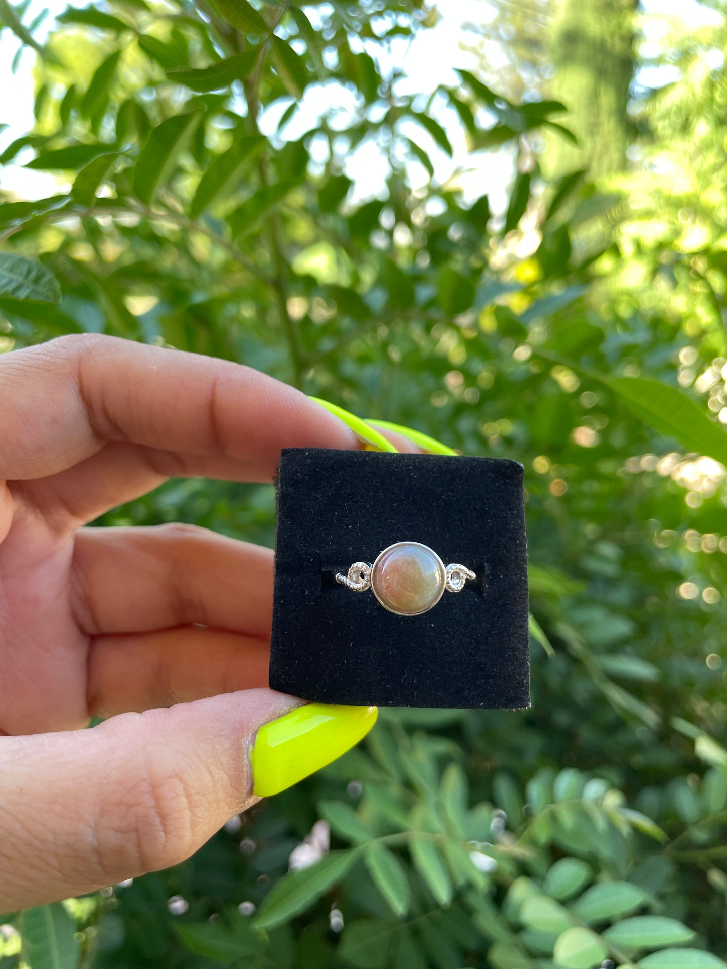 Ocean Jasper Adjustable Silver Plated Ring