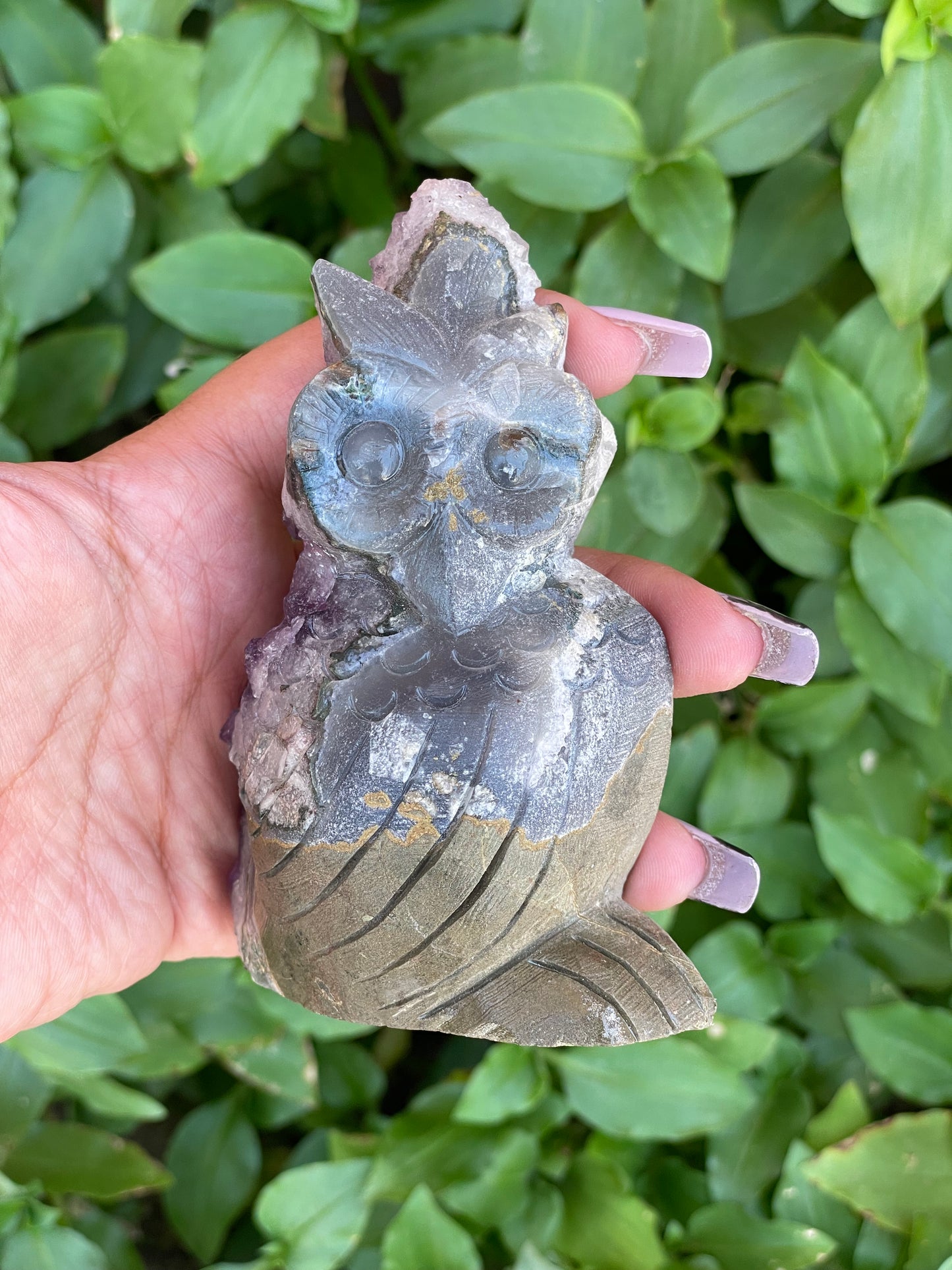 Amethyst carved Owl