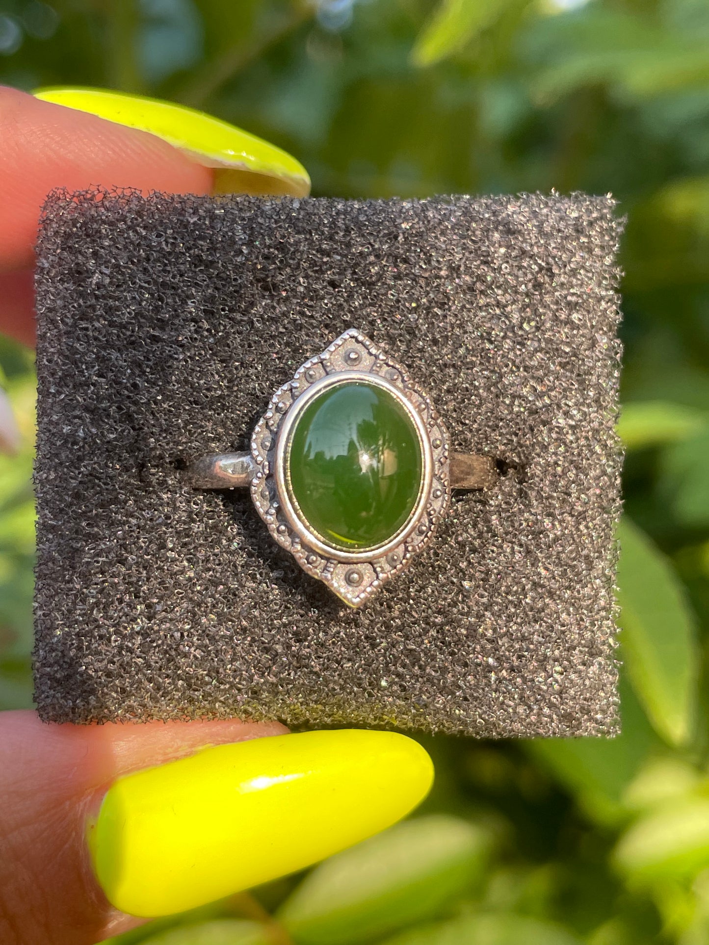Green Jade .925 Sterling Silver Ring