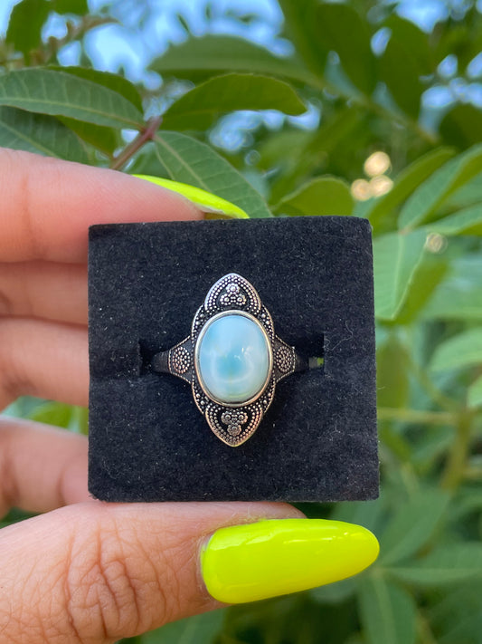Larimar Silver Plated Adjustable Ring