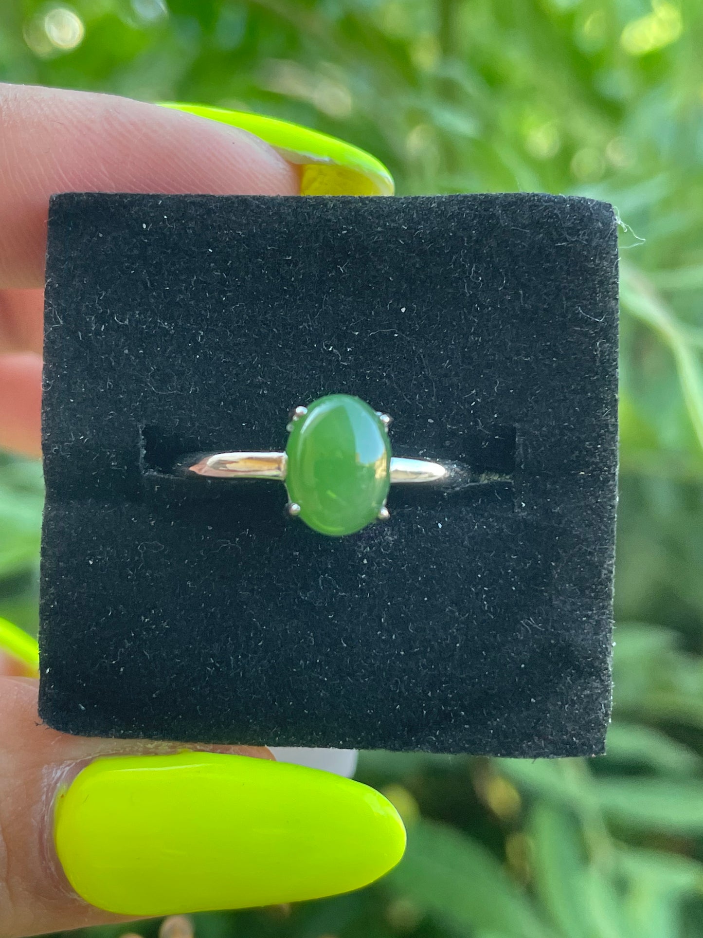 Green Jade .925 Sterling Silver Ring